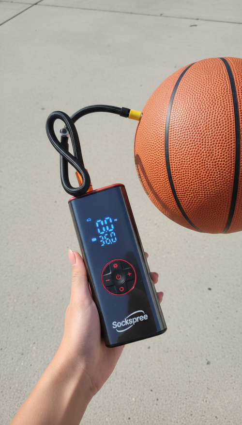 Inflating a Basketball using Sockspree Tire Inflator.